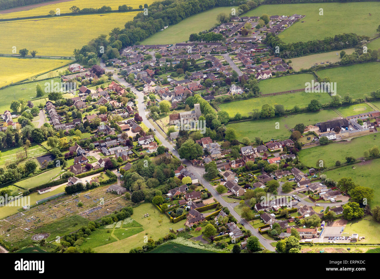Photo aérienne du village de Gazeley Suffolk, UK Banque D'Images