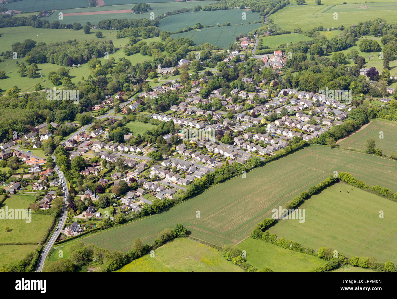 Photo aérienne du village de Suffolk Horringer Banque D'Images