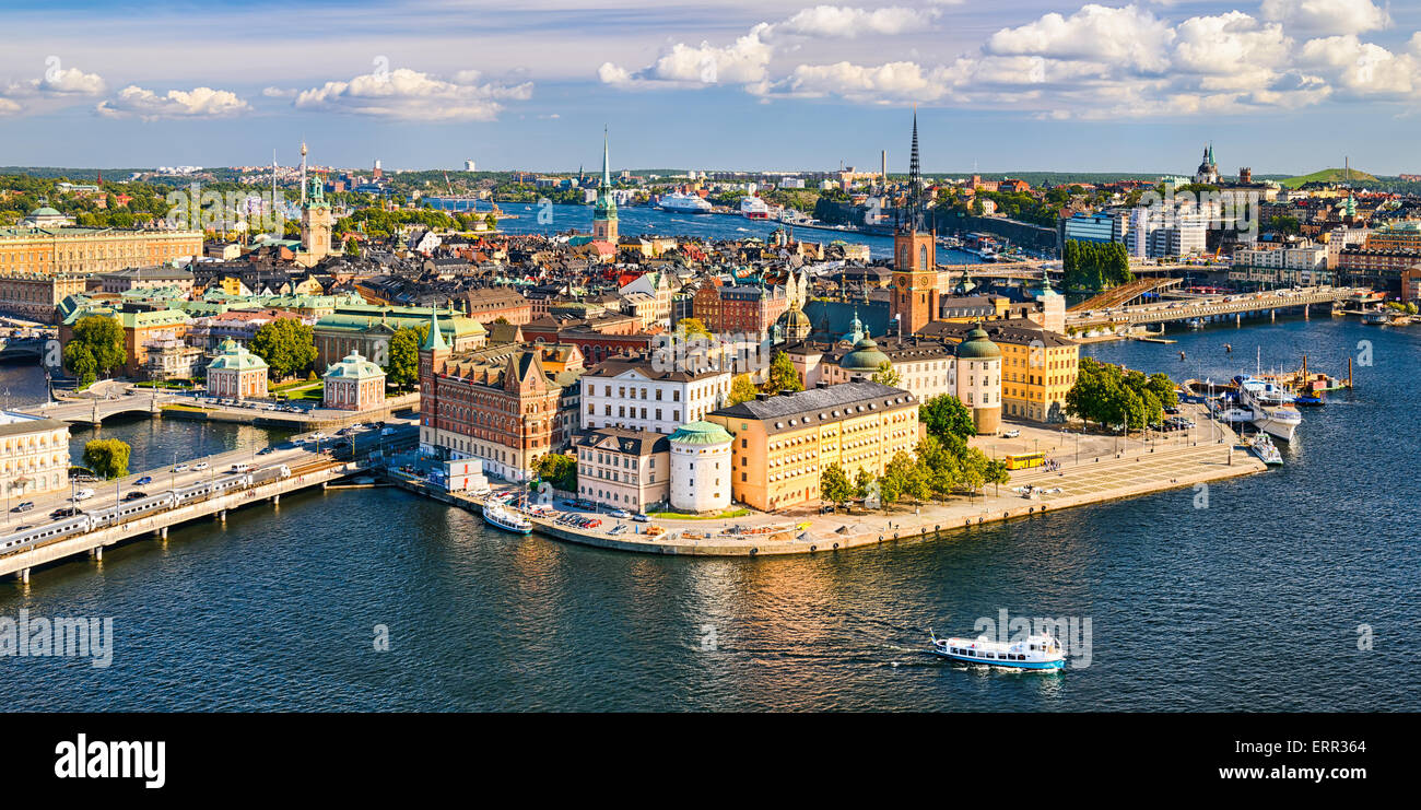 Vue aérienne de Gamla Stan (vieille ville) à Stockholm, Suède Banque D'Images