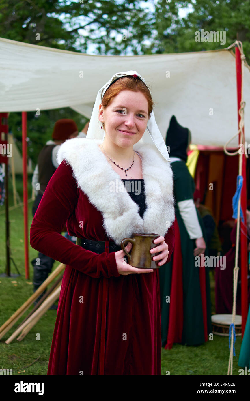 Portrait à la bataille médiévale au château de Hedingham, Essex, Angleterre, RU Banque D'Images