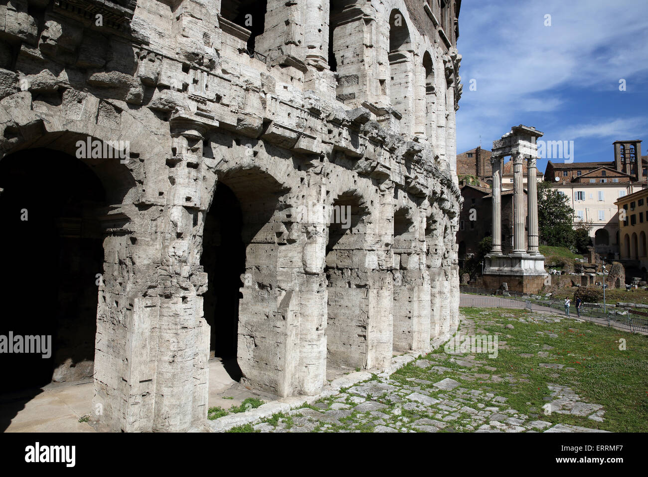 Partie du théâtre de Marcellus à Rome Banque D'Images