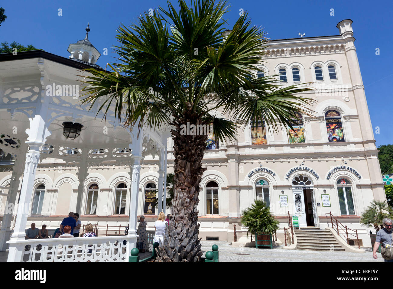 Karlovy Vary, palmier sur la colonnade, République tchèque Banque D'Images