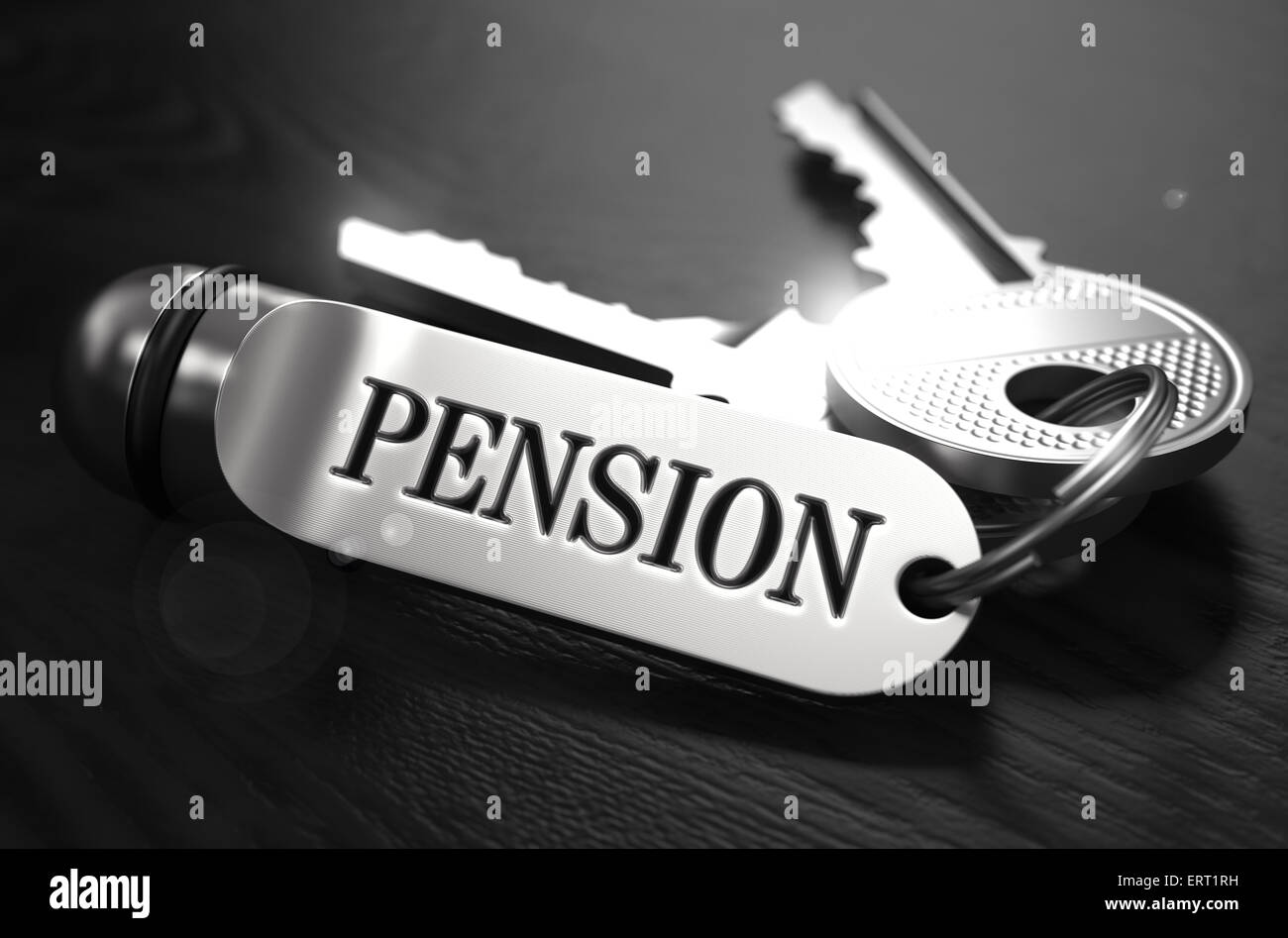 Concept de pension. Touches avec porte-clés. Banque D'Images