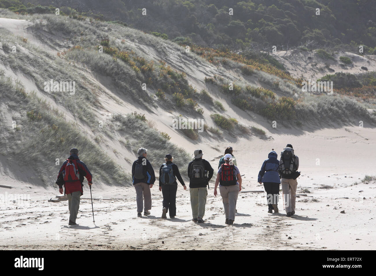 Bushwalkers. Parc national de Flinders Chase, Kangaroo Island, Australie du Sud. Banque D'Images