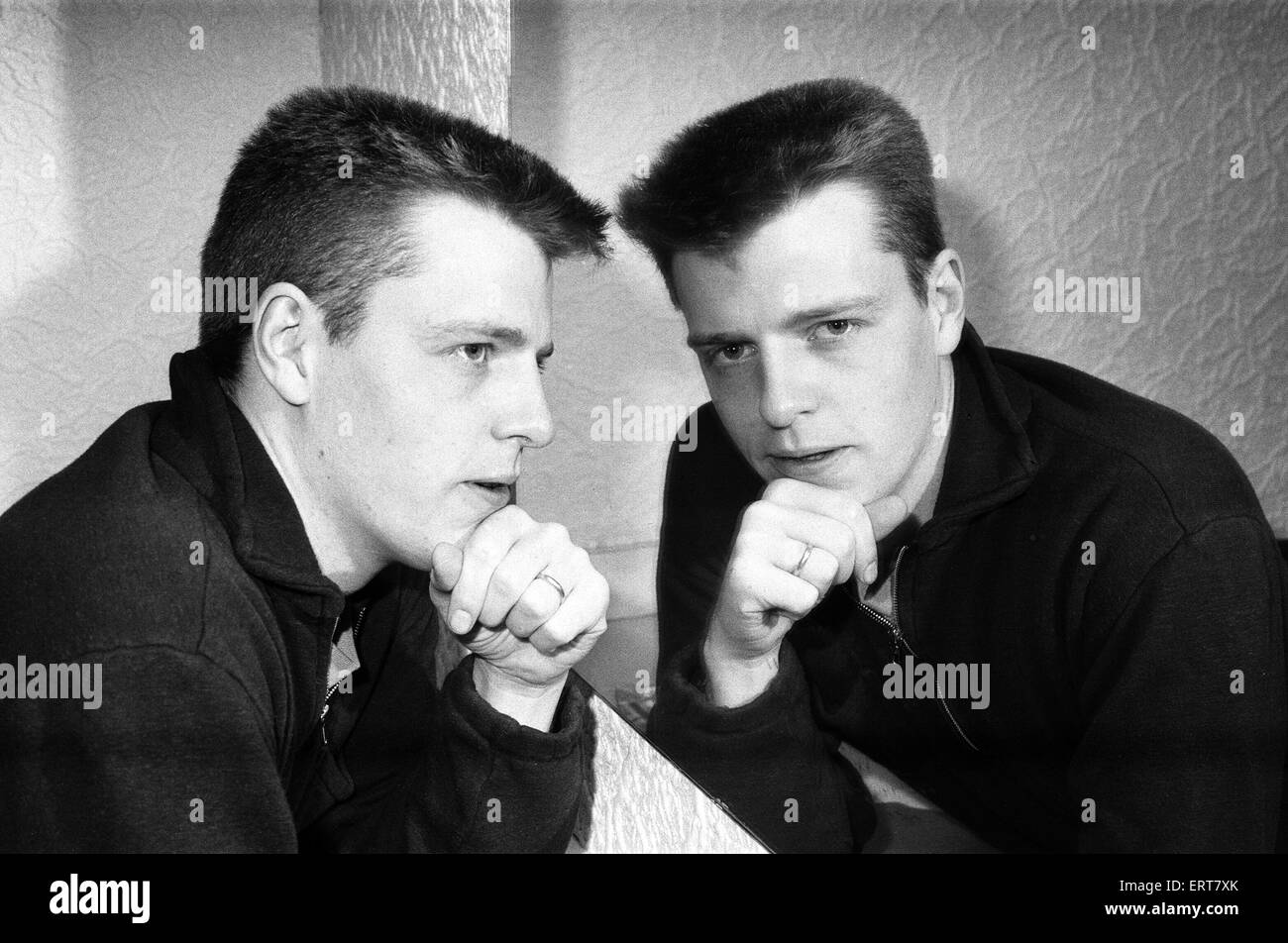 Suggs du groupe Madness au Birmingham Odeon. 30 Octobre 1985 Banque D'Images