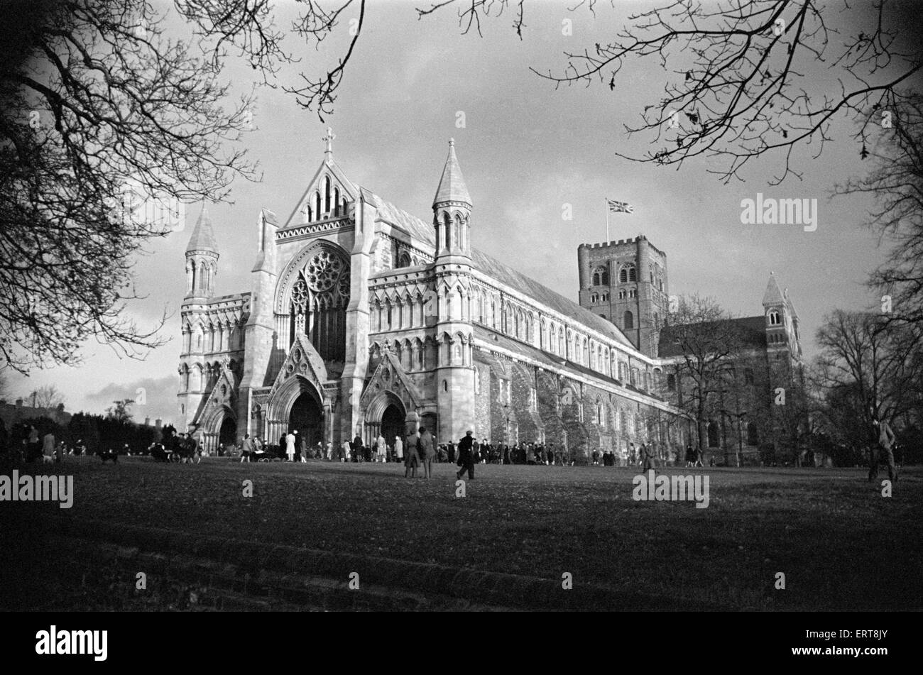 La Cathédrale de St Albans, Hertfordshire. Circa 1946 Banque D'Images