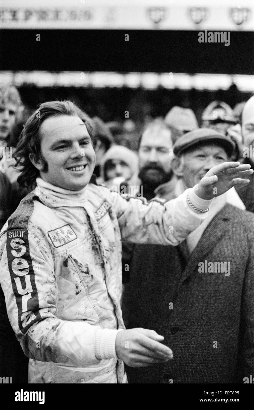Trophée international de course pour voitures de Grand Prix de Formule 1 à Silverstone. Vainqueur de la course Keijo Erik "Keke" Rosberg qui a conduit un Theodore T R I. 19 mars 1978. Banque D'Images