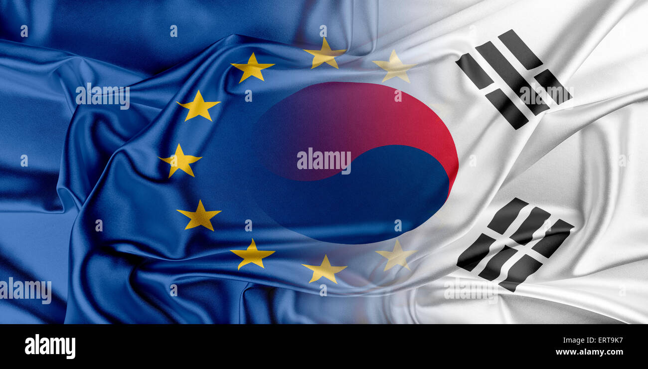 L'Union européenne et la Corée du Sud. Banque D'Images