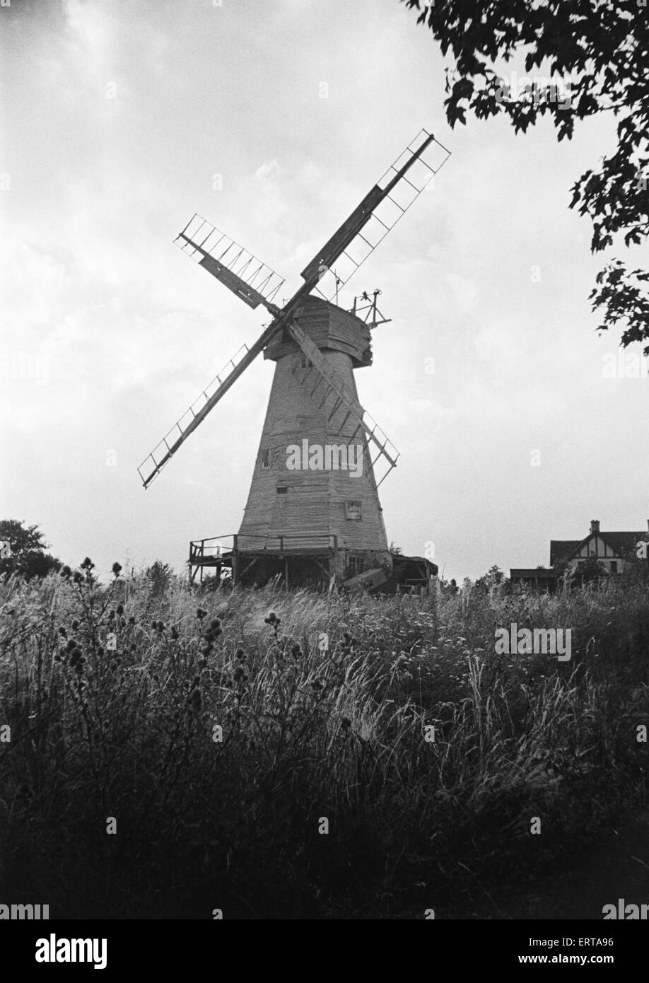 White Mill à Headcorn, Kent. Le moulin a été démoli en 1952. Août 1946. Banque D'Images