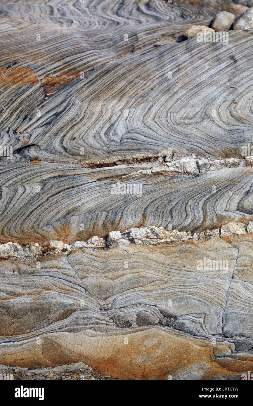 Formations rocheuses uniques à Harvey's retour site géologique. Kangaroo Island, Australie du Sud. Banque D'Images