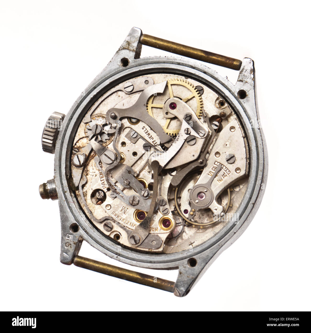 Vintage des années 40, montre-bracelet chronographe suisse par Pierce. Banque D'Images