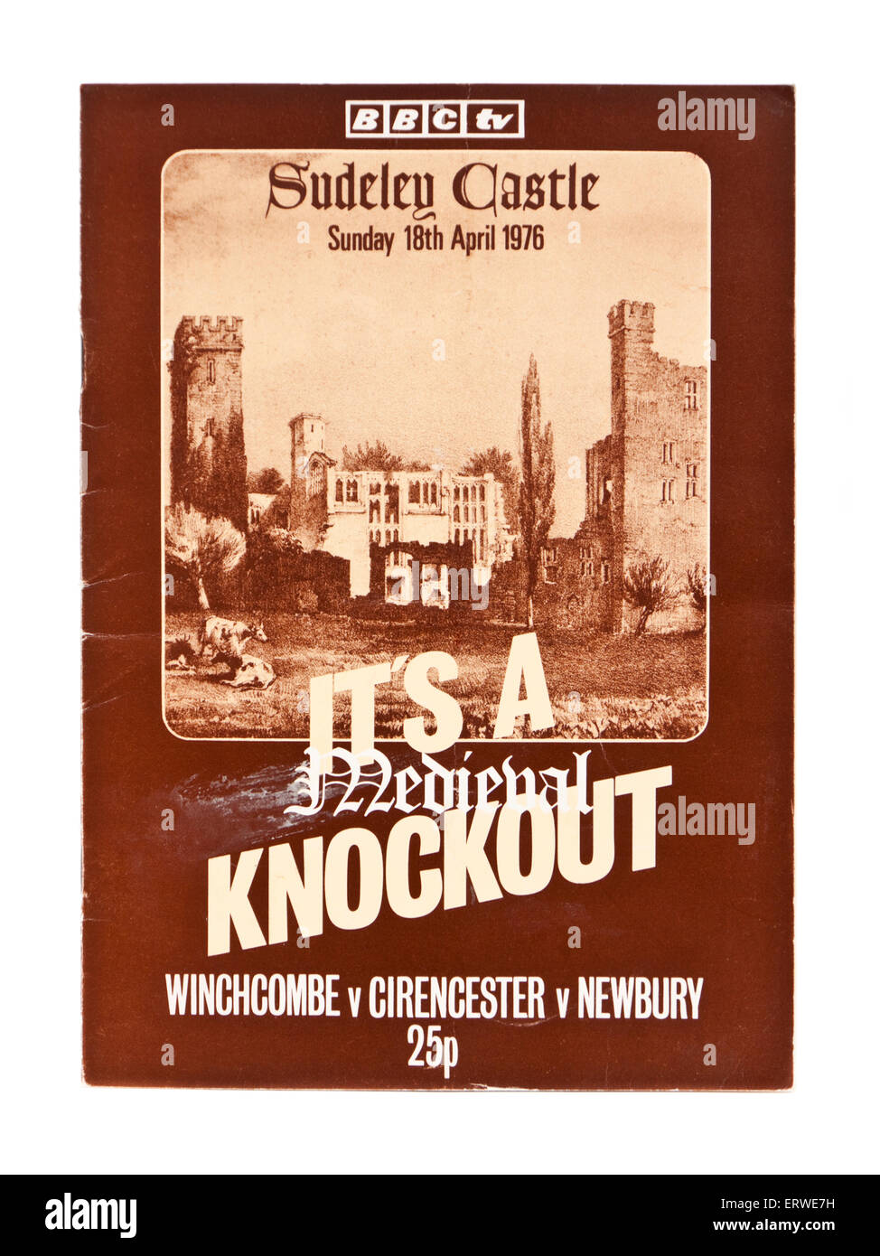Programme TV de la BBC pour 'It's A Knockout' médiévale au château de Sudeley le dimanche 18 avril 1976 Banque D'Images