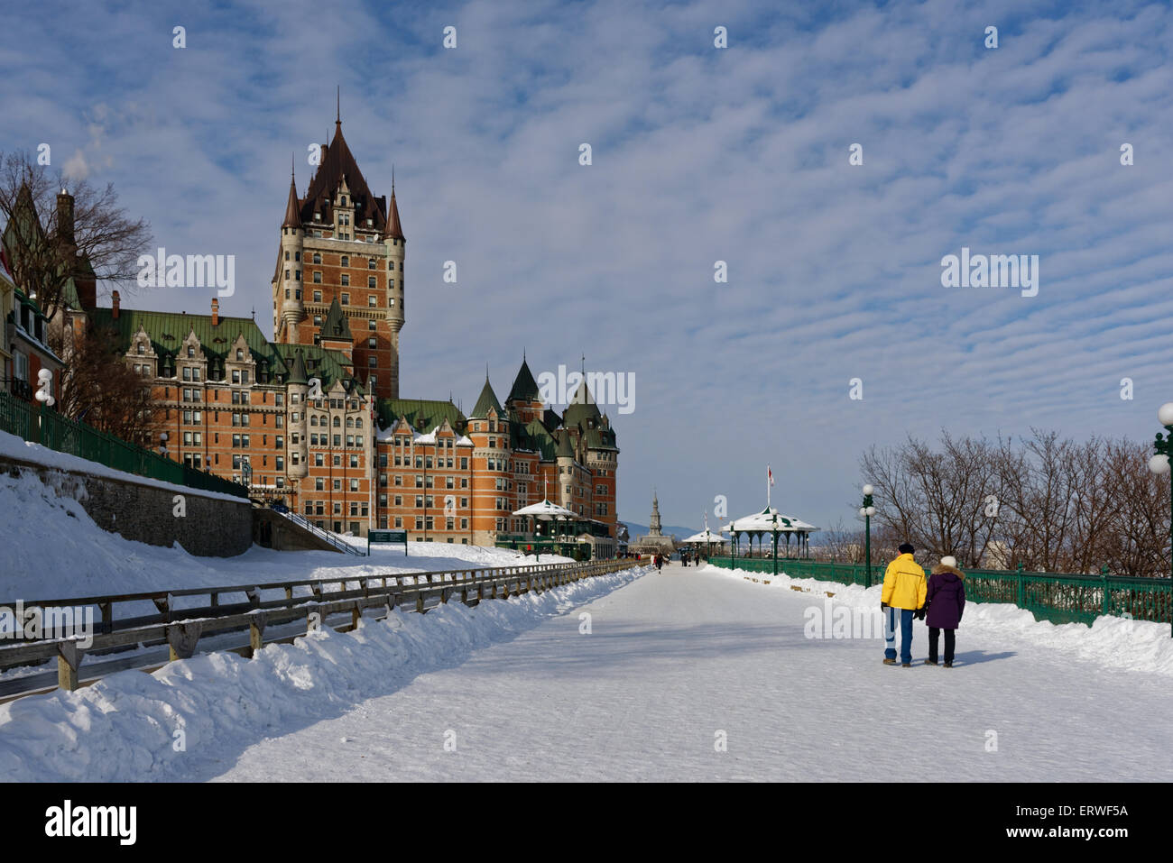 Terrasse Dufferin et le Château Frontenac en hiver, la ville de Québec, Canada Banque D'Images