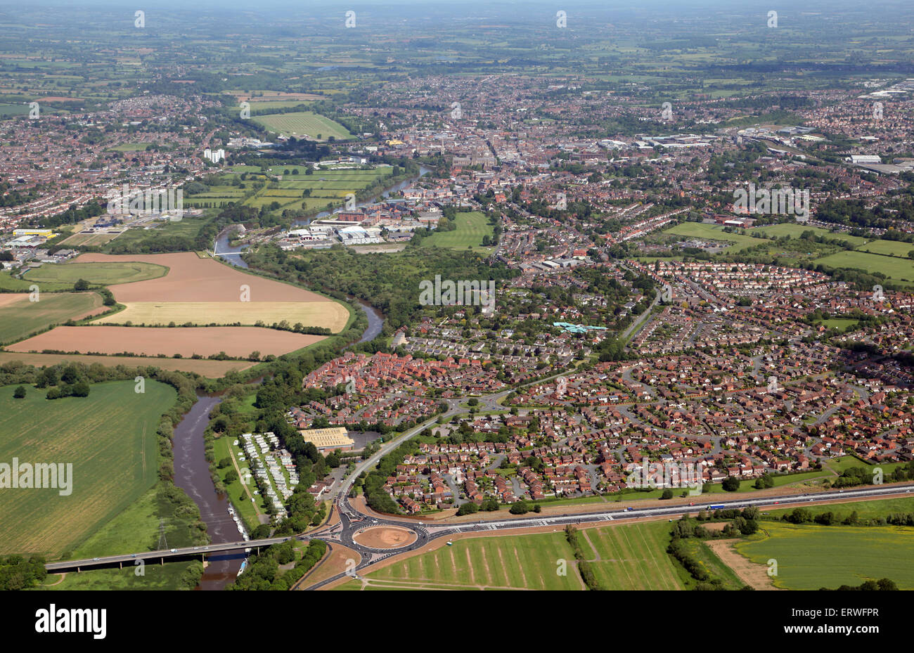Vue aérienne de Worcester, Royaume-Uni Banque D'Images