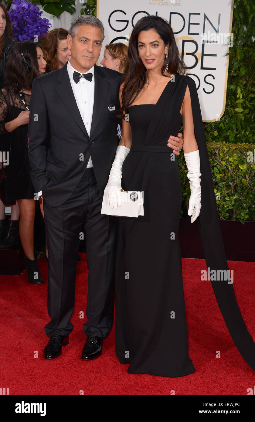 George Clooney et Amal, Los Angeles, CA Banque D'Images