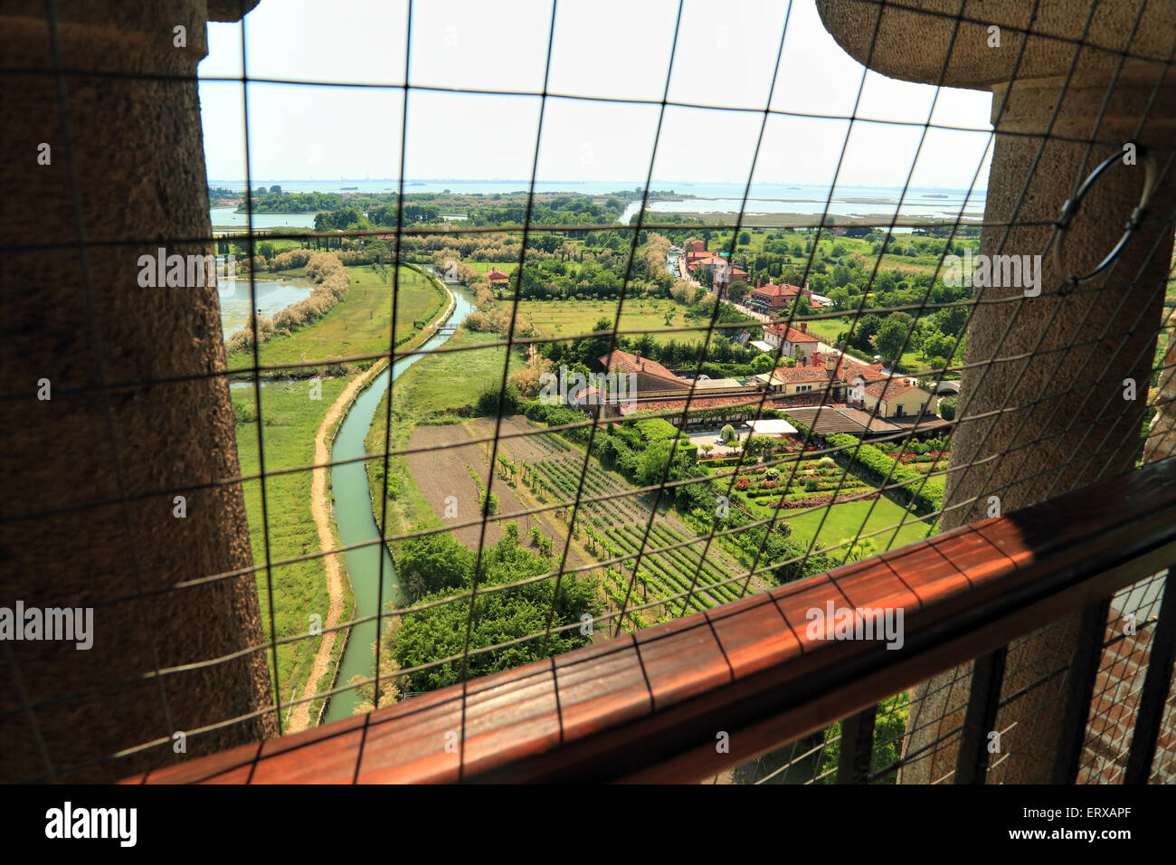 Vue depuis le clocher campanile dans le tout autour de la protection des oiseaux, l'île de Torcello, net Banque D'Images