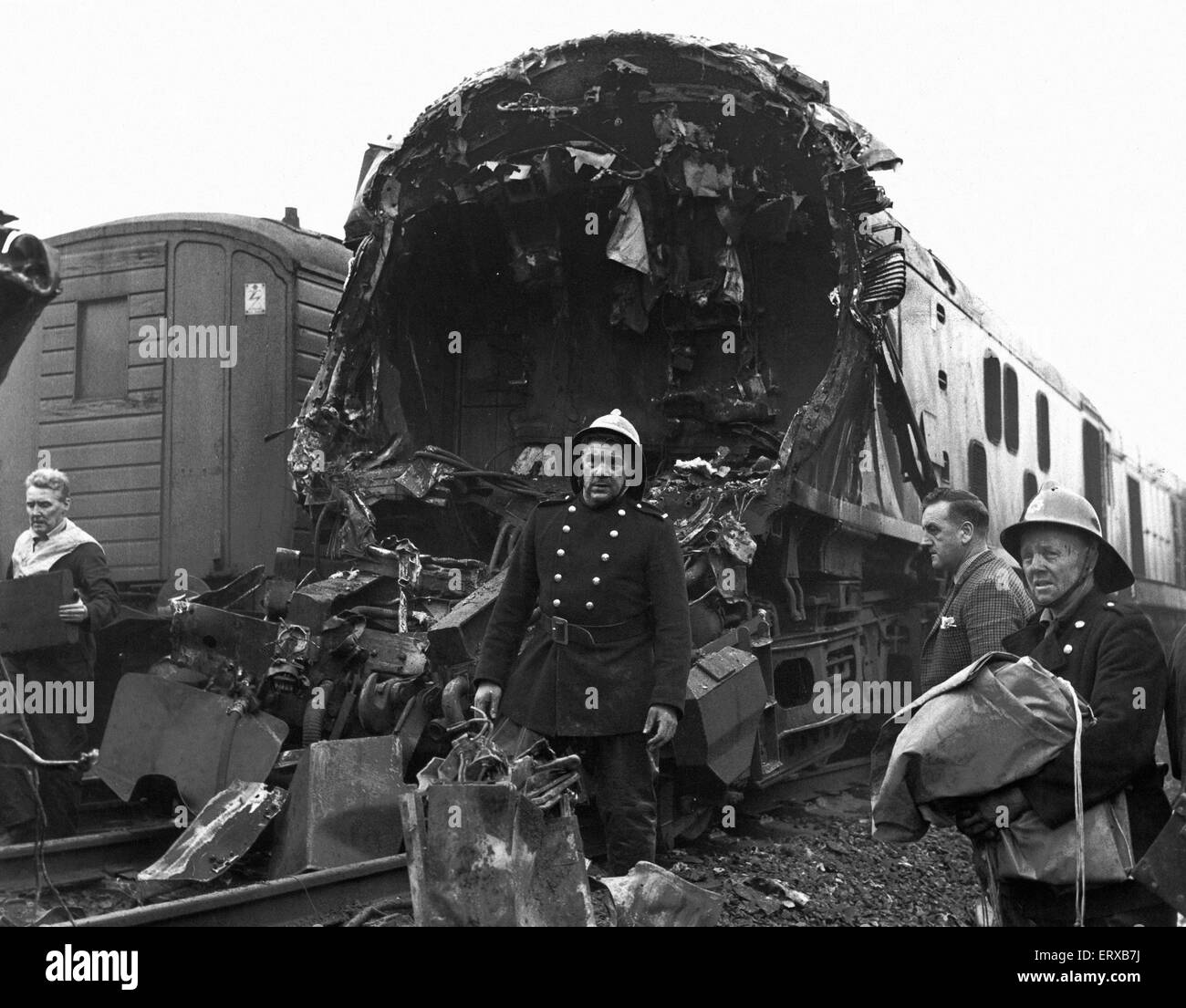 Castlecary 9e septembre 1968. Une lumière moteur a réussi un signal en danger après un malentendu avec le téléphone, signaleur et a heurté un train de voyageurs de 12 transport en attente au signal suivant. Le conducteur de la lumière et secondman moteur ont été ki Banque D'Images