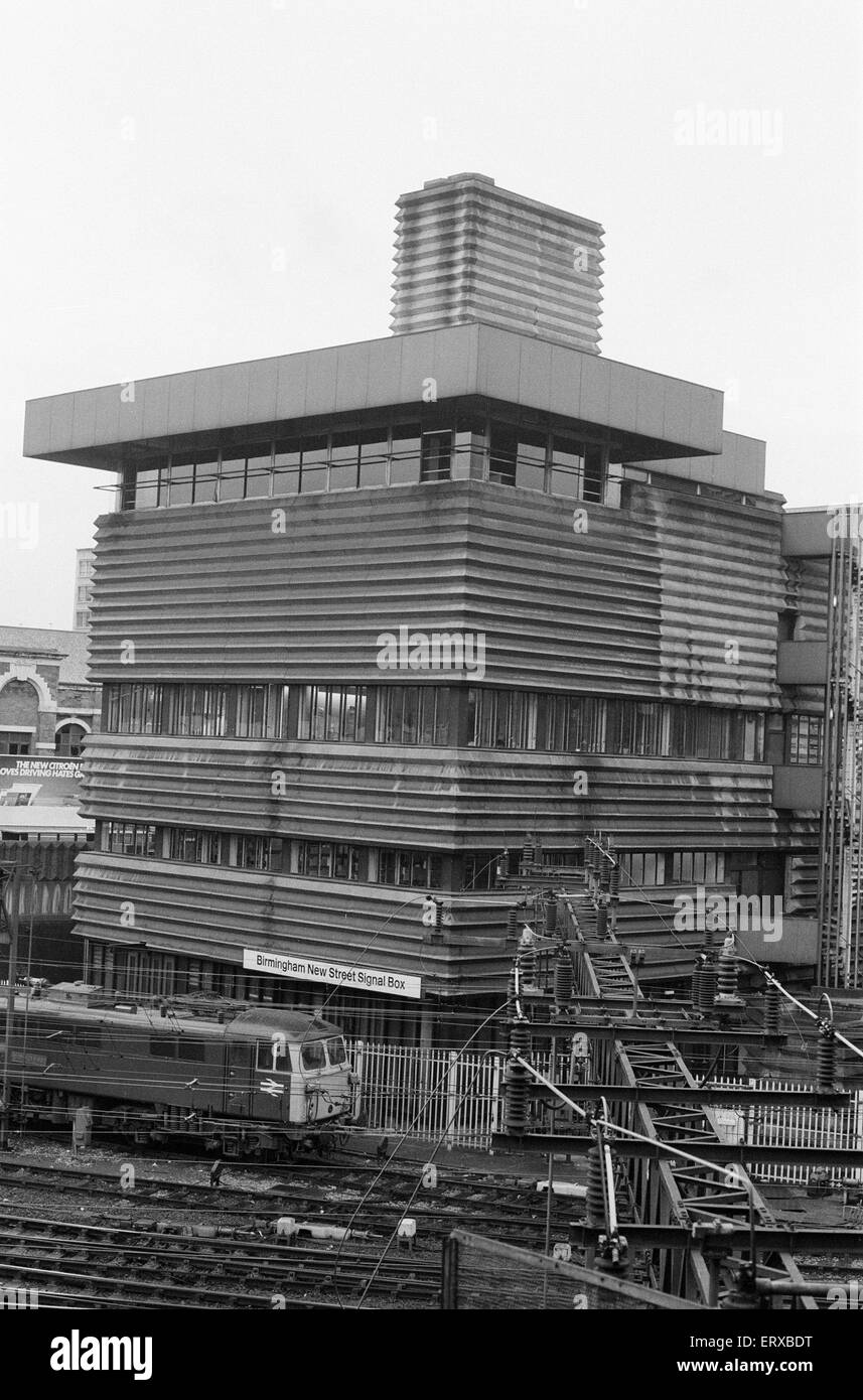 Boîte De Signal, la gare de New Street, Birmingham, 3 octobre 1983. Banque D'Images