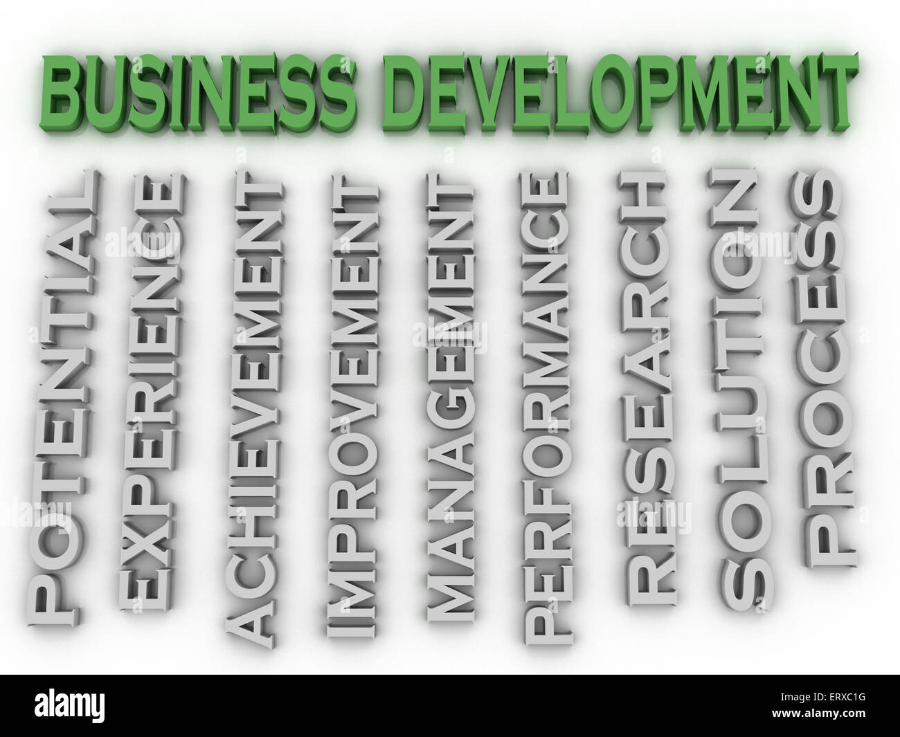 Image 3D Business development concept questions fond de nuage de mots Banque D'Images