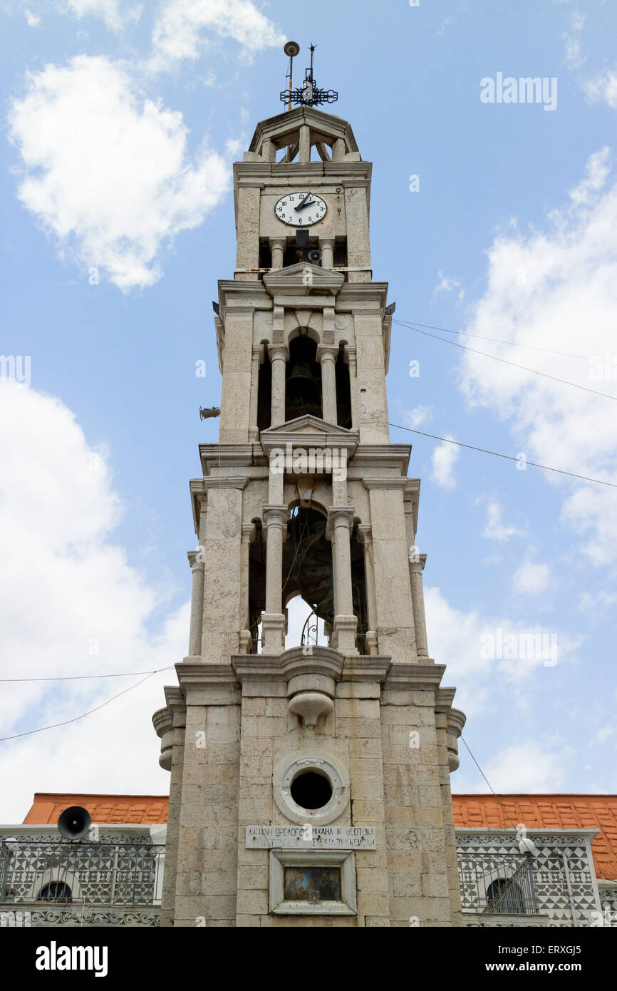 Village de Pyrgi Église sur l'île de Chios, Grèce Banque D'Images