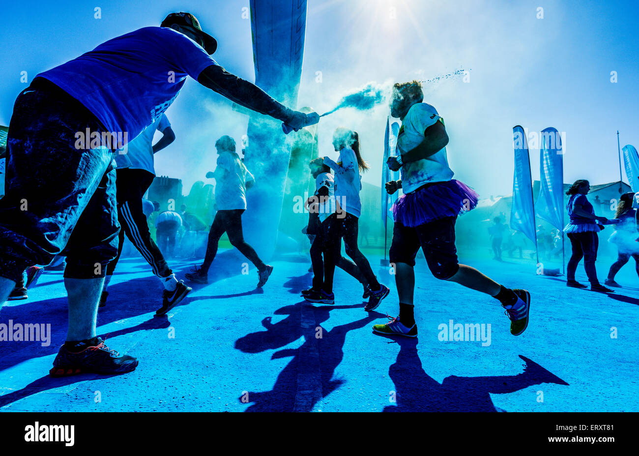 La Color Run, Reykjavik, Islande. 'Run 5k le plus heureux de la planète'. C'était la première couleur exécuter lieu en Islande, le 6 juin 2015 Banque D'Images
