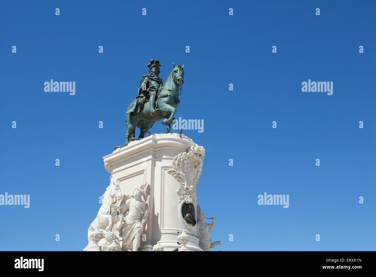 Le monument du roi Jose I en place du commerce de Lisbonne, Banque D'Images