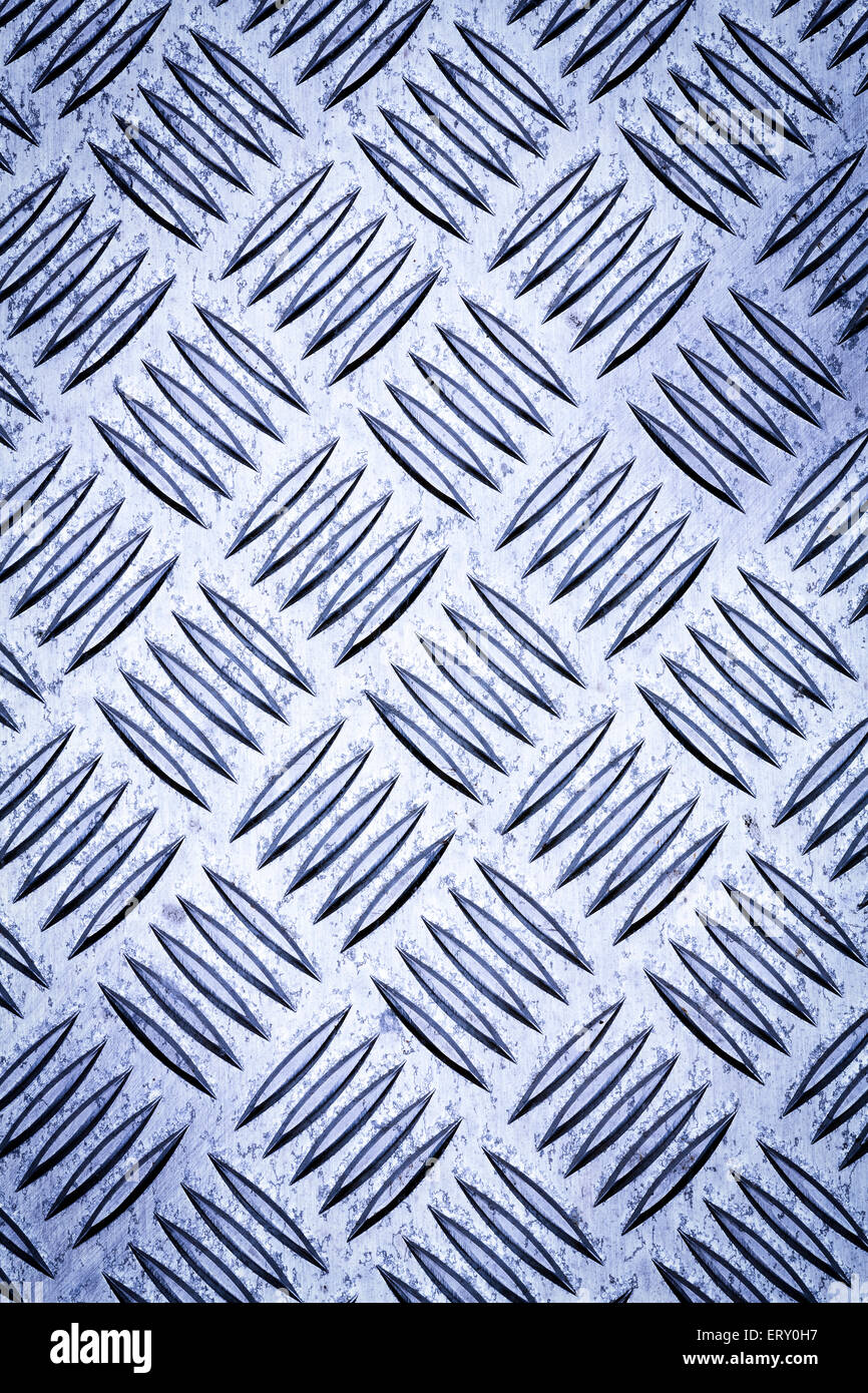 Couleur bleu diamond plate, checker plate, la plaque filetée, de croix et de la plaque de poussée pour plaque de plancher Durbar texture background. Banque D'Images