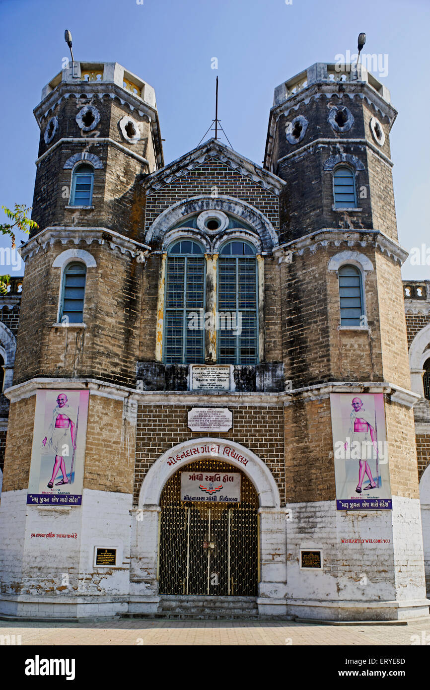 Mohandas Gandhi Vidyalaya , lycée Mahatma Gandhi ; Rajkot ; Gujarat ; Inde , asie Banque D'Images
