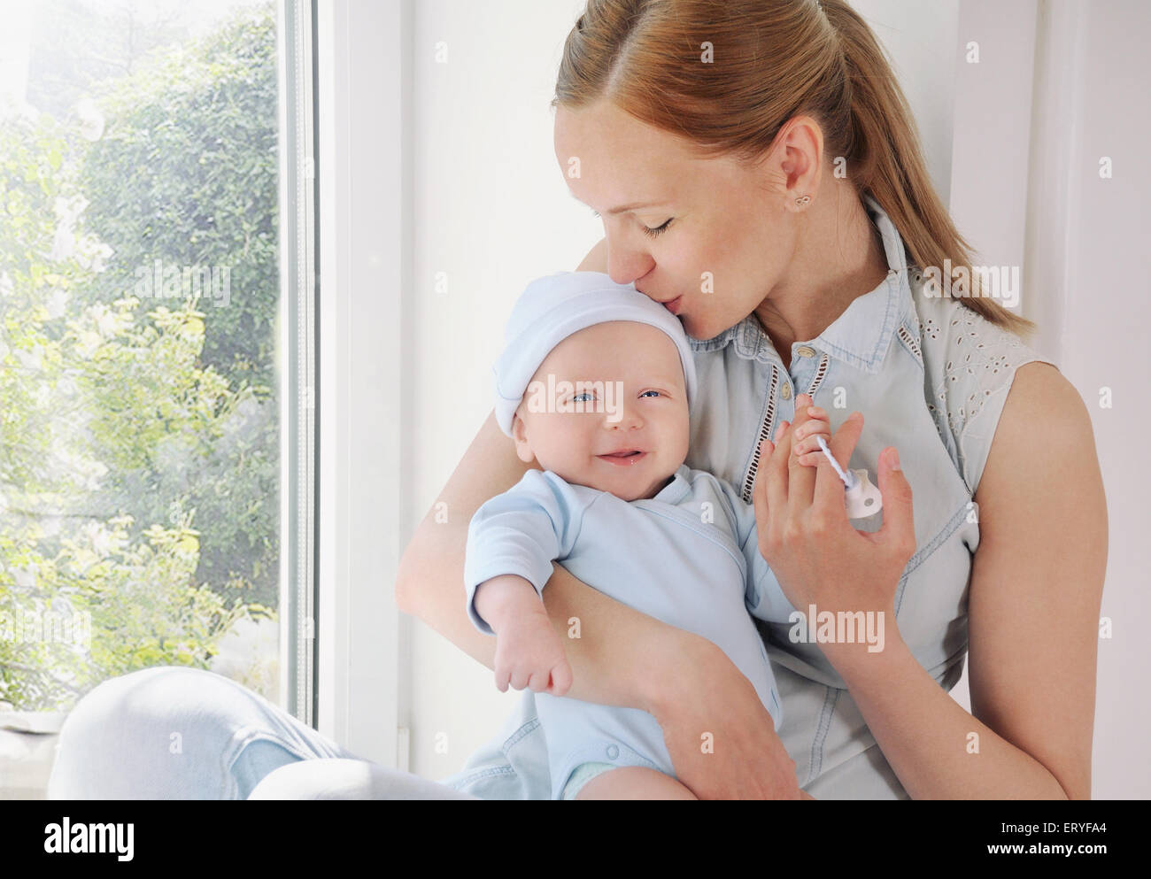 Mère et son nouveau-né, maternité, concept de droit mou de belle famille Banque D'Images