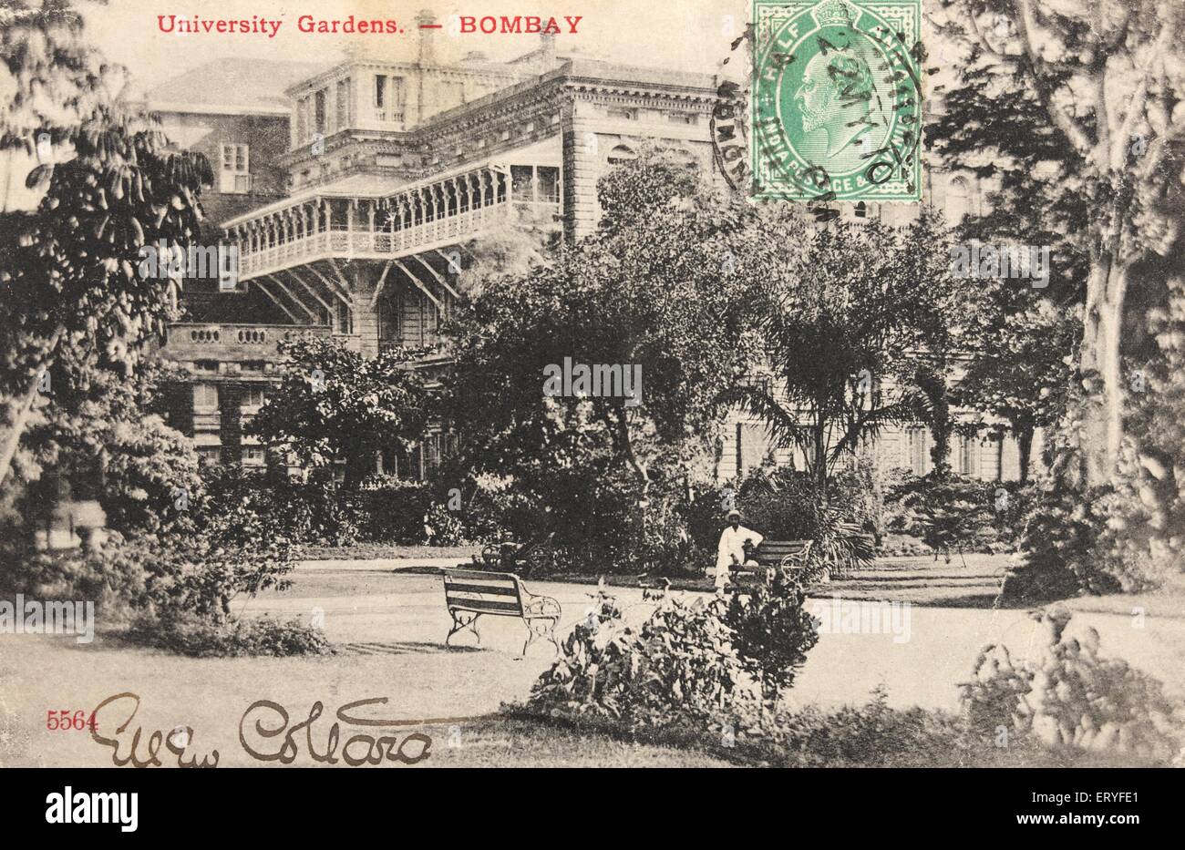 Jardin universitaire ; Bombay , Mumbai ; Maharashtra ; Inde ; Asie ; ancienne image millésime du 1900 Banque D'Images