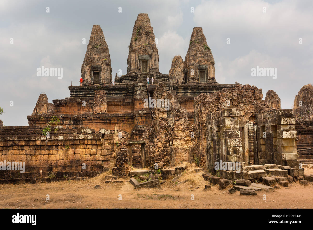 Entrée Est, l'accès au Mebon oriental, la Province de Siem Reap, Angkor, Cambodge Banque D'Images