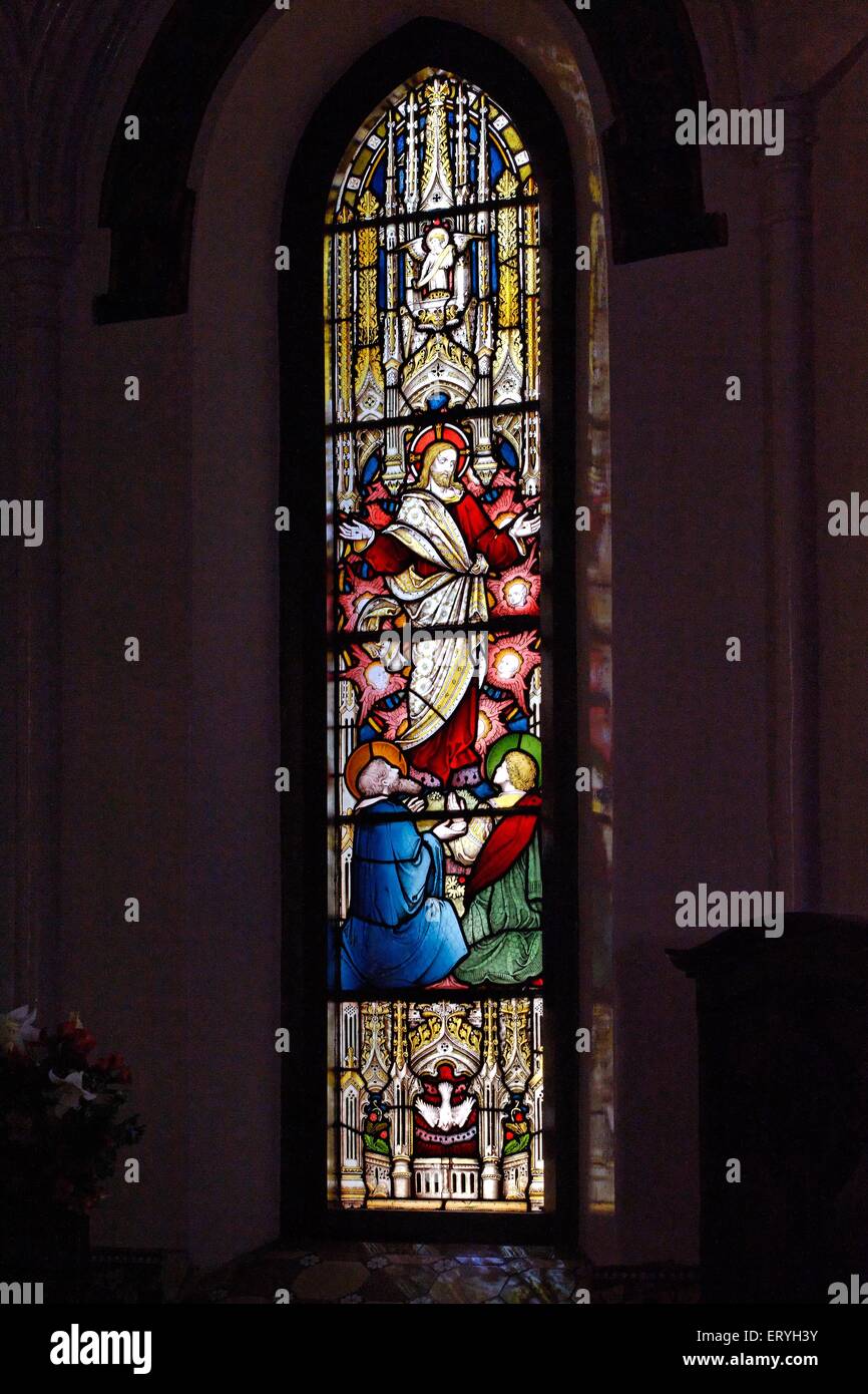 Vitraux dans l'église saint Étienne Ooty Udagamandalam ; ; ; Tamil Nadu Inde Banque D'Images