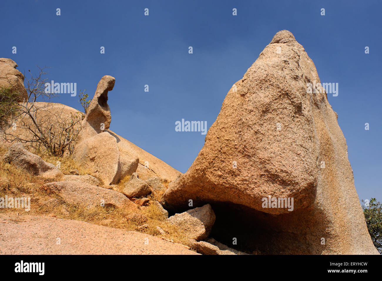 Rochers de pierre sur les collines d'Idar , Idar , Edar , Modasa , Samarkantha , Gujarat , Inde , Asie Banque D'Images