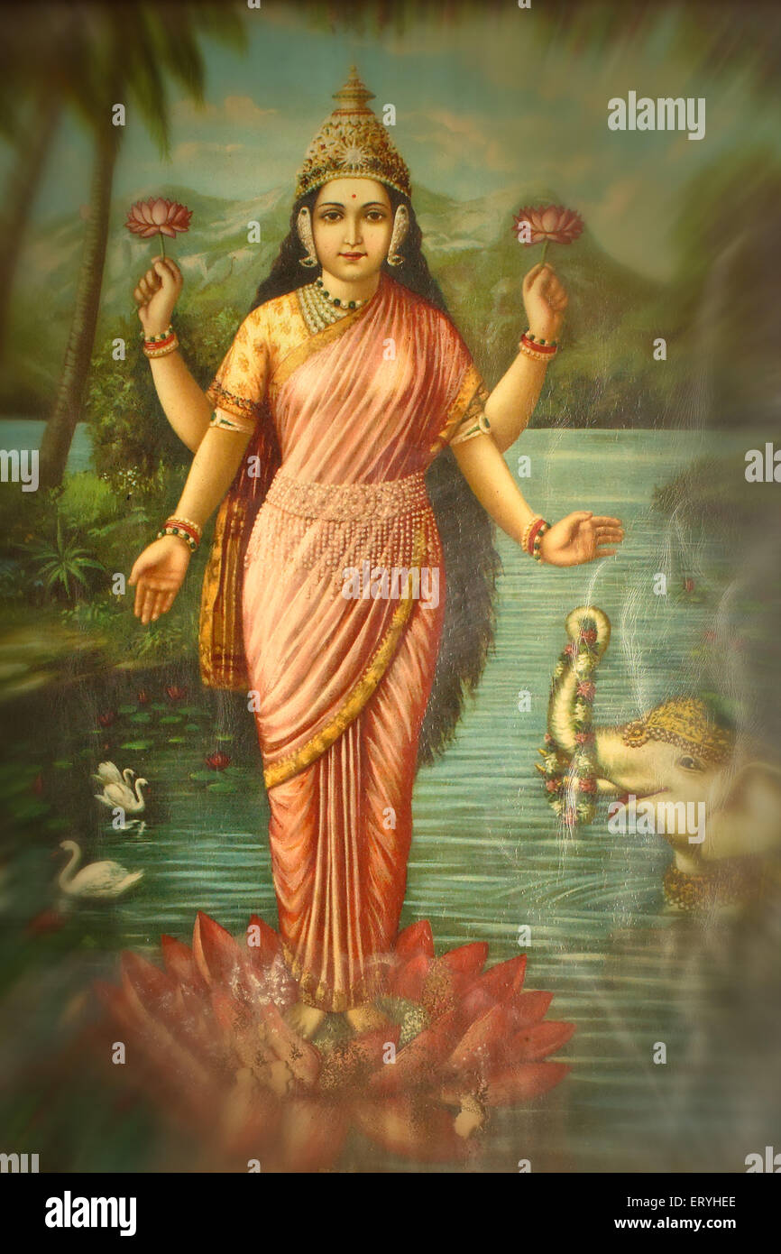 Peinture de la déesse Lakshmi , Idar , Edar , Modasa , Samarkantha , Gujarat , Inde , Asie Banque D'Images