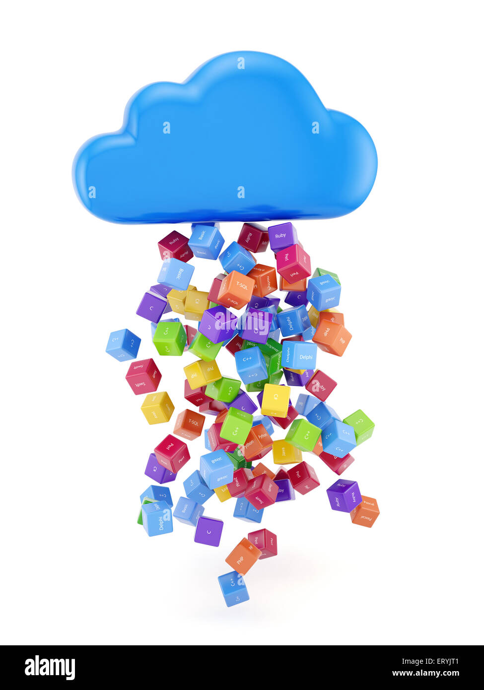 Concept de programmation. Code machine différentes boîtes colorées langues isolé sur fond blanc Banque D'Images