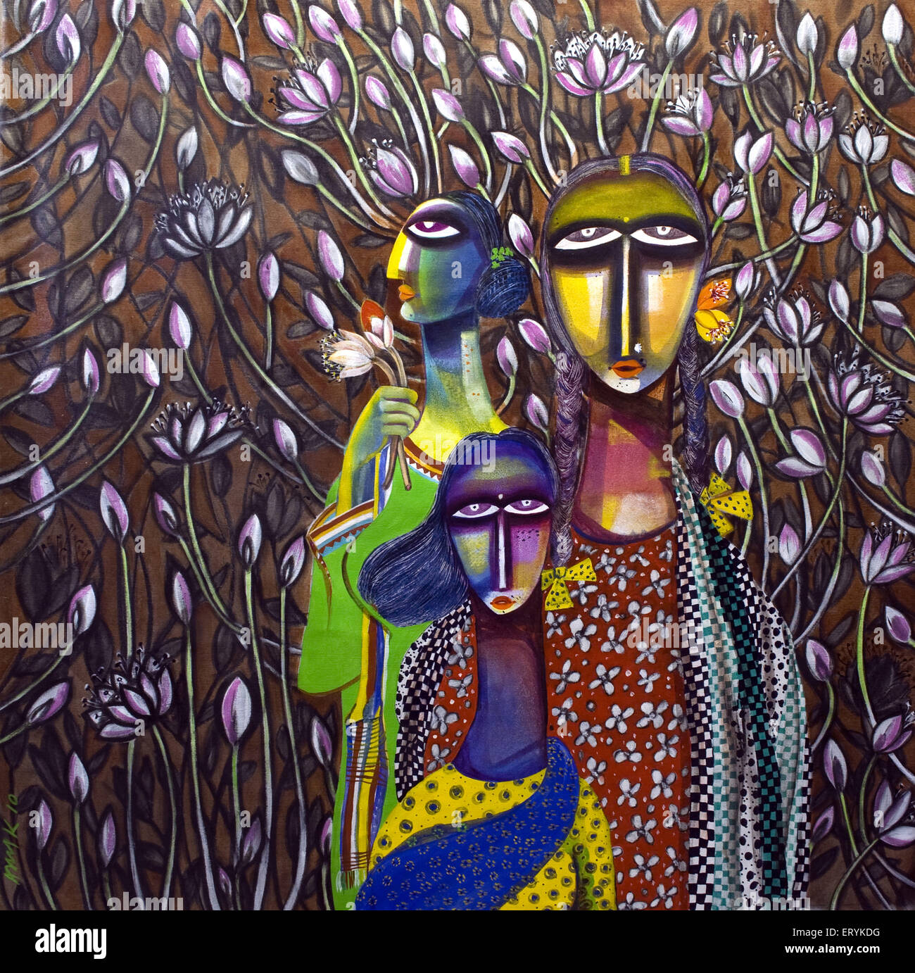 Les filles avec lotas Inde Banque D'Images