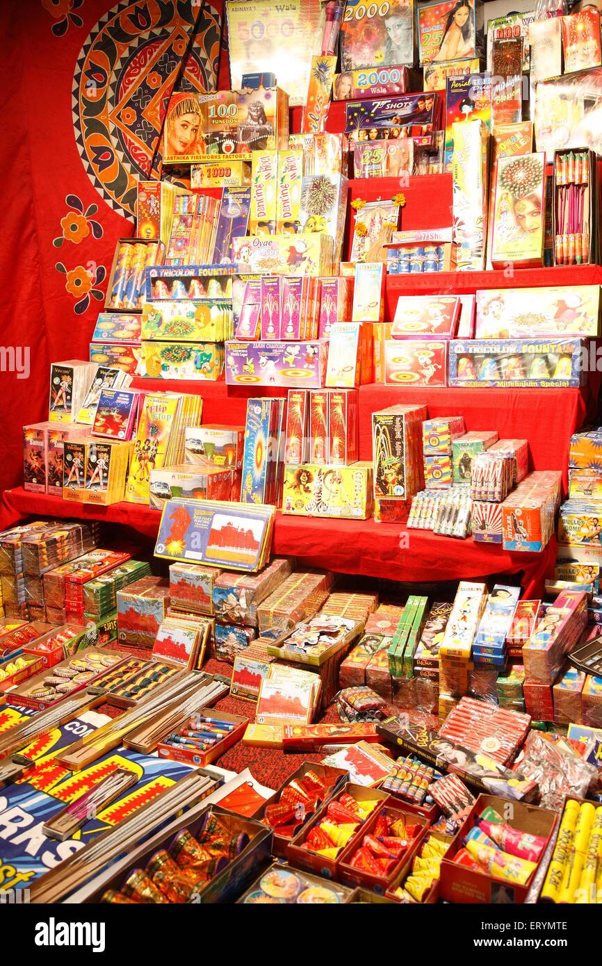 Firecracker shop , Fireworks shops , Diwali festival , Deepawali festivals , Dipawali , Divalii , Inde , Asie Banque D'Images