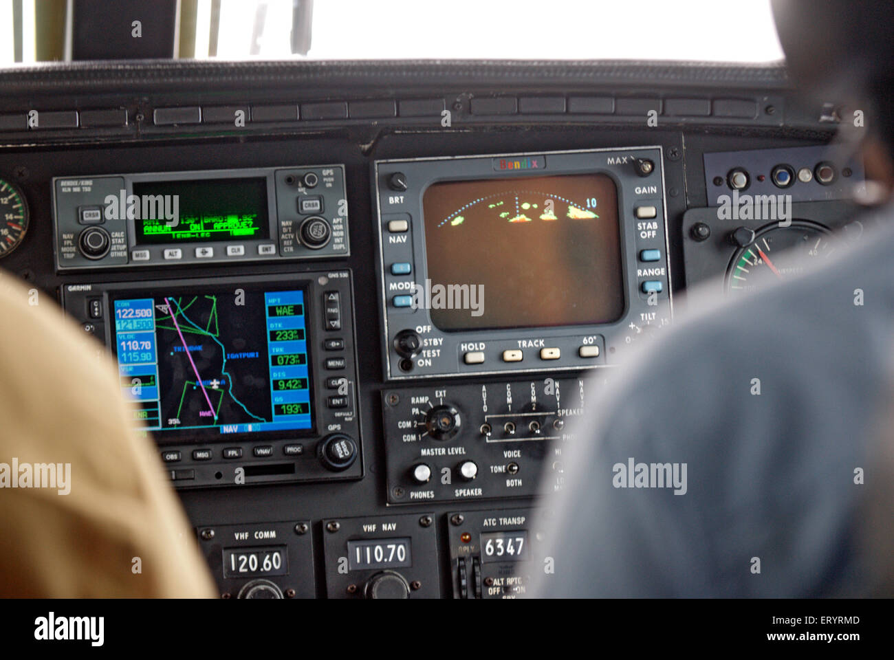 Panneaux de commande de cockpit Piper Aircraft , Inde , Asie Banque D'Images