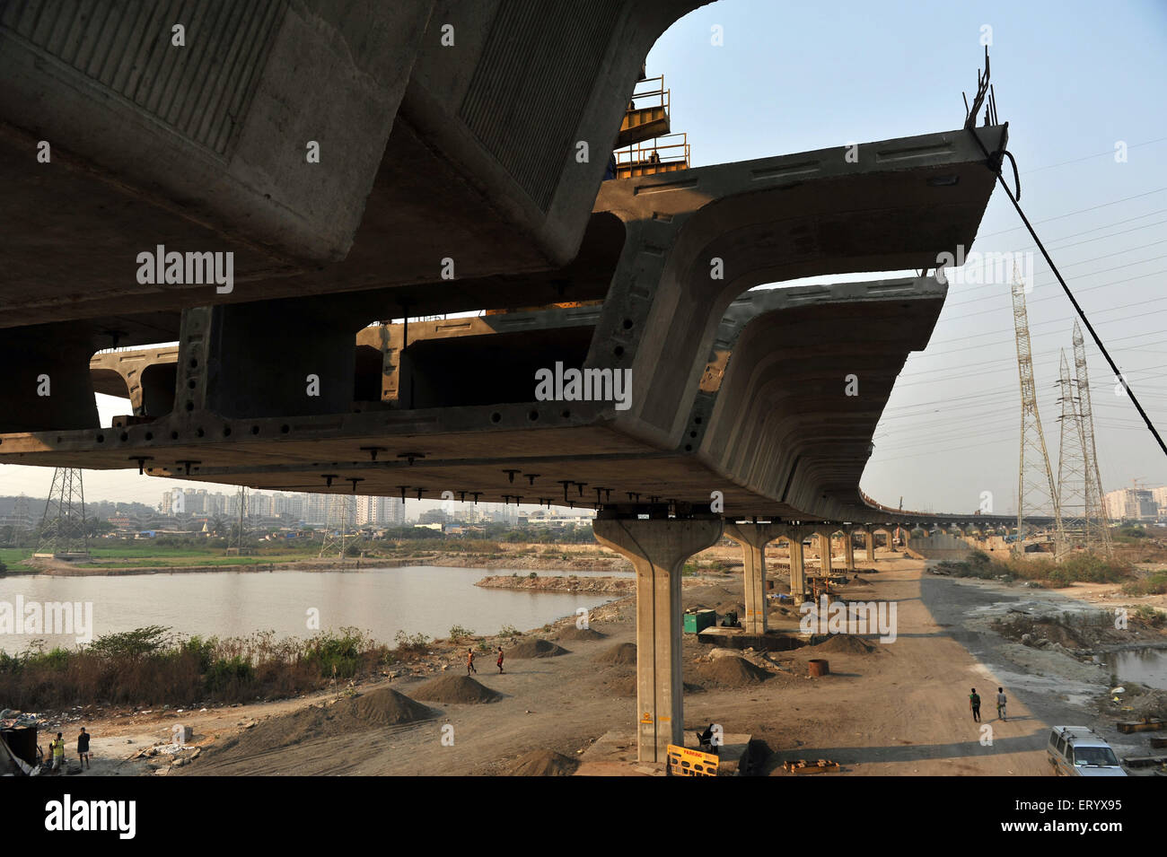 Construction de pont mumbai Maharashtra Inde Asie 08 Mars 2013 Banque D'Images