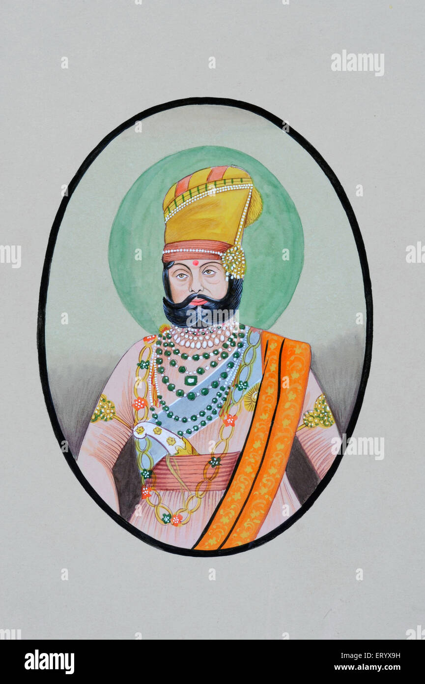Haletant miniature du maharaja Jaswant Singh jodhpur Banque D'Images