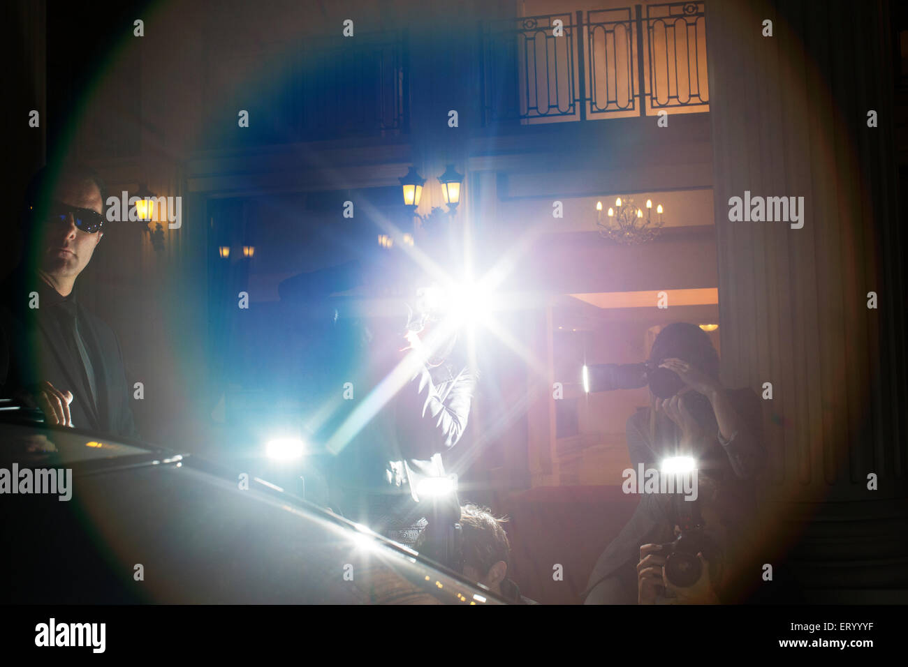 Lens flare de paparazzi photographier pour l'événement Banque D'Images