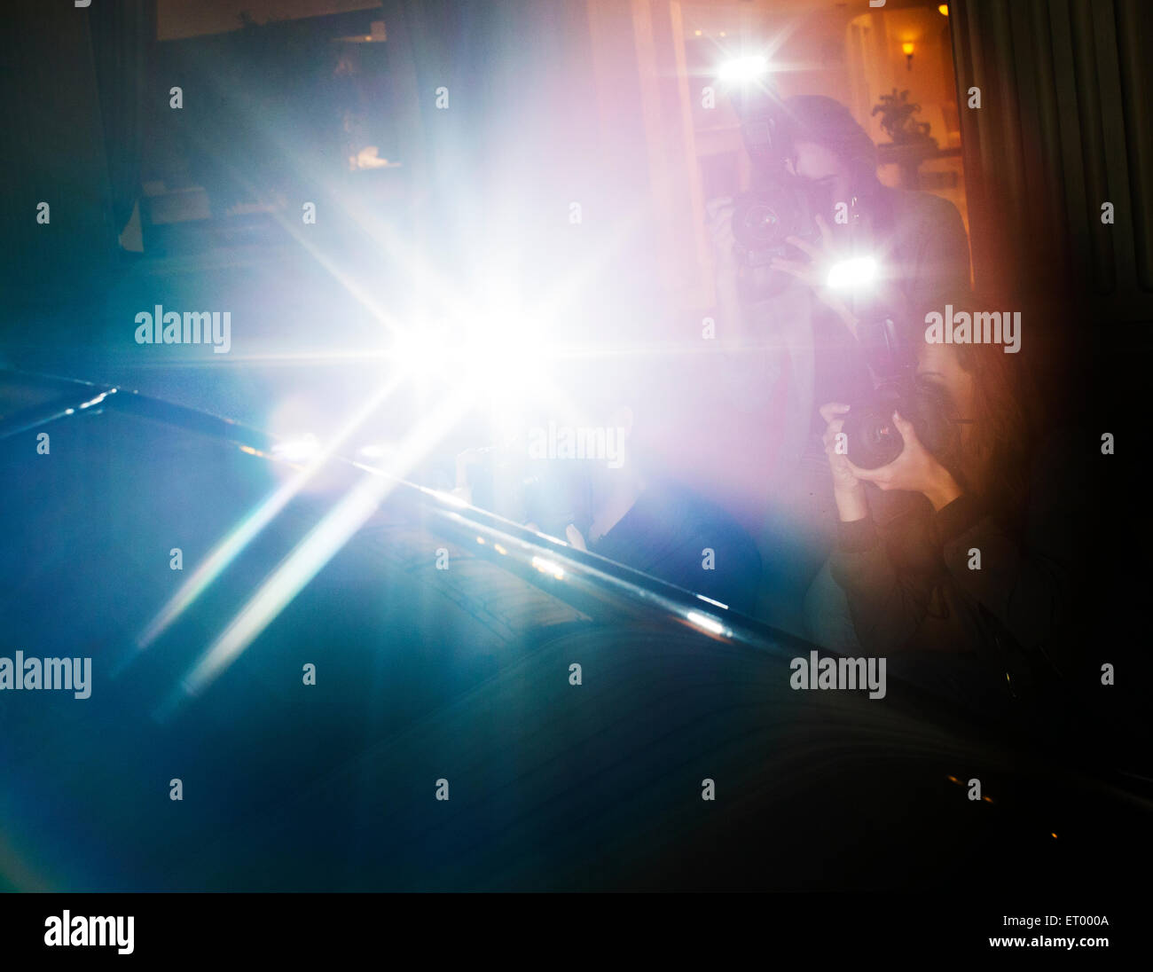 Reflets de flash paparazzi photographier pour l'événement Banque D'Images