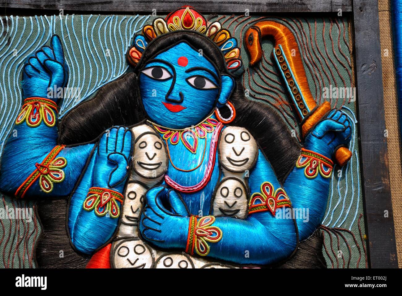 Mythologie indienne , déesse Durga comme Kali Mata , artisanat de fil de mousseline , Calcutta , Kolkata , Bengale occidental , Inde , Asie Banque D'Images