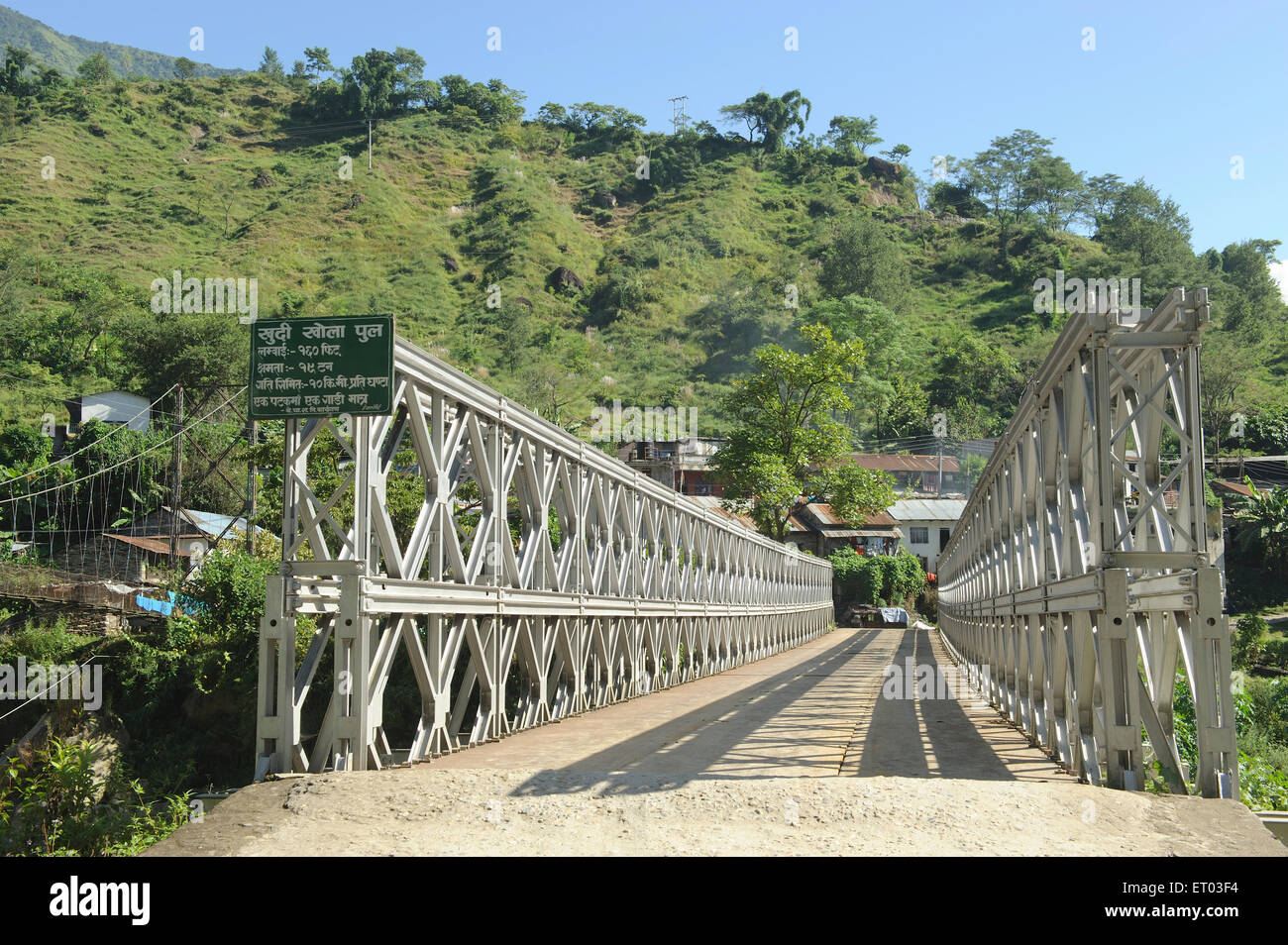 Pont Khudi Kola sur le fleuve Marsyangdi , Bhulbhule , Lamjung , Gandaki , Népal , République fédérale démocratique du Népal , Asie du Sud , Asie Banque D'Images