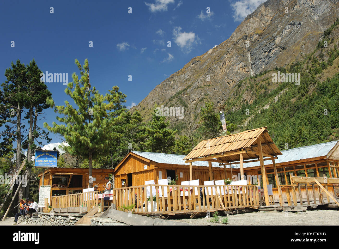 Hôtel Heaven View , Dhukur Pokhari , Manang Sadak , Pisang , Népal , République fédérale démocratique du Népal , Asie du Sud , Asie Banque D'Images