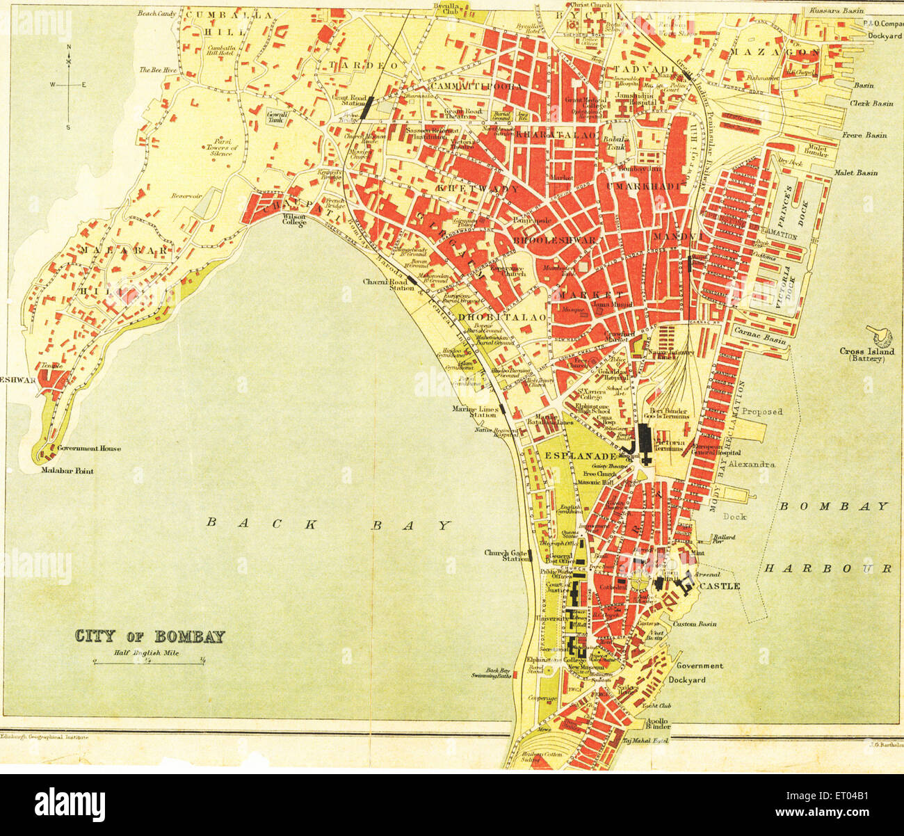 Carte de Bombay ; ville de Bombay ; Bombay ; Bombay ; Bombay ; Maharashtra ; Inde ; Asie Banque D'Images