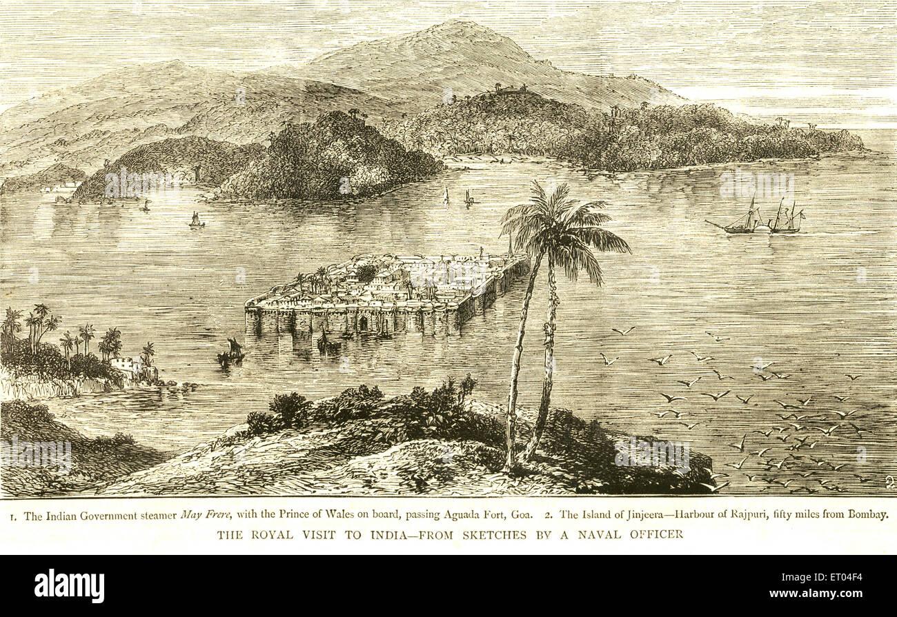 Le gouvernement indien steamer prince de Galles ; conseil ; Fort Aguada de passage de l'île de Goa ; Janjira ; Maharashtra Mumbai Harbour Banque D'Images
