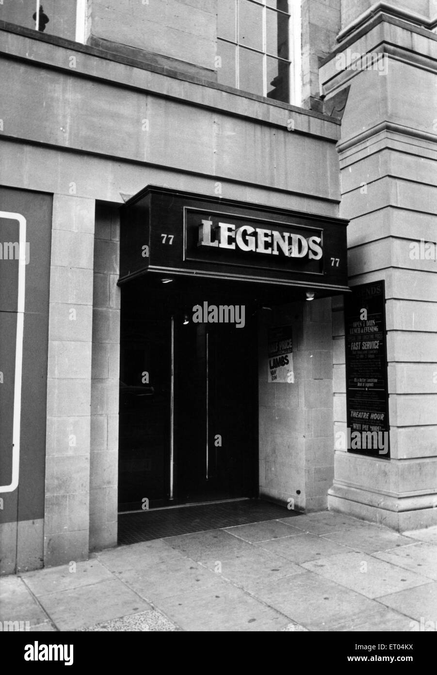 Légendes, discothèque, Newcastle, vers 1983. Banque D'Images
