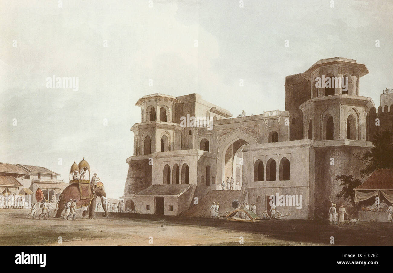 Panch Mahal Gate , Lucknow , Uttar Pradesh , Inde , Asie , 1789 , Thomas & William Daniell , Banque D'Images