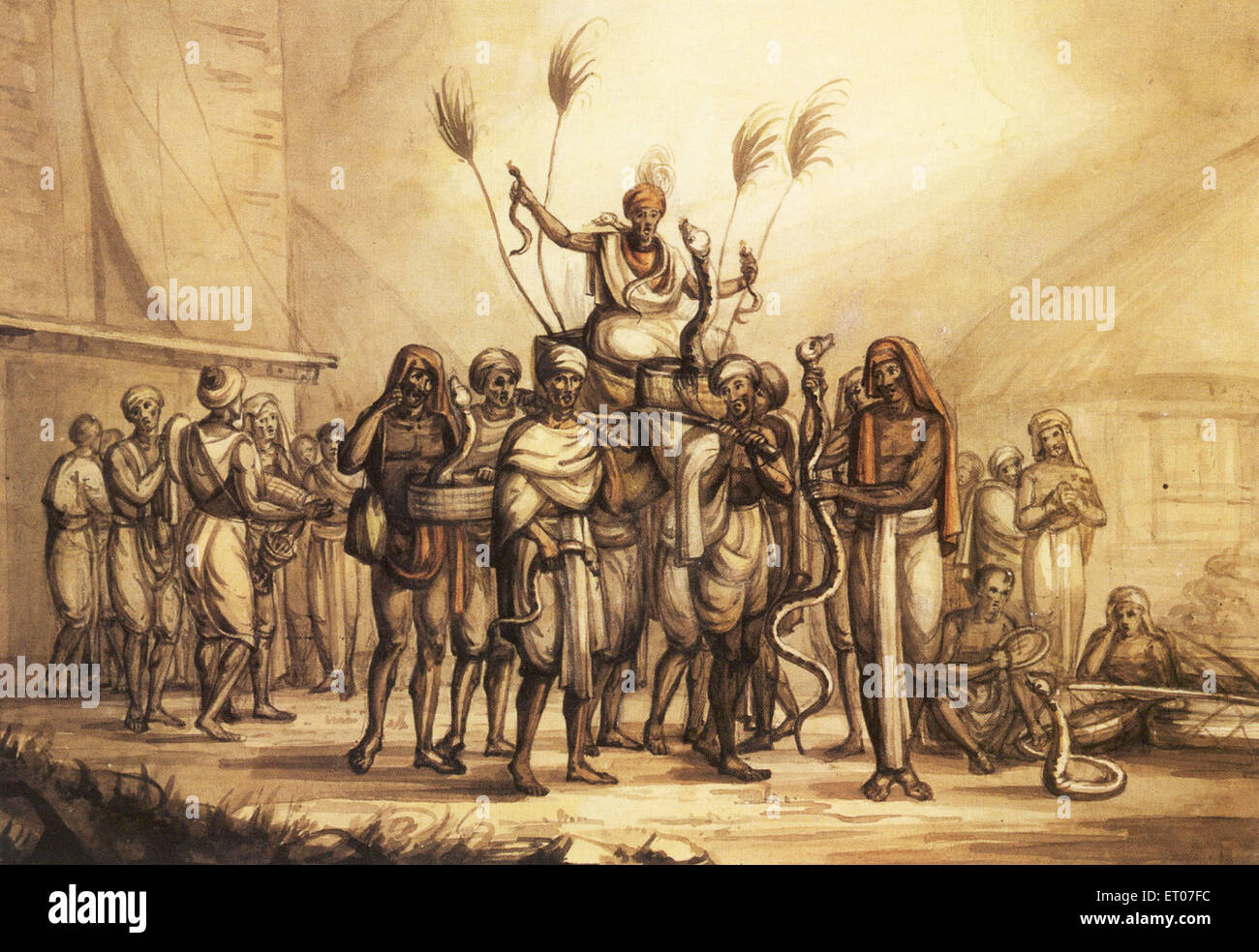 J'Huppaun, Snake Festival, Funeral, Calcutta, Kolkata, Bengale-Occidental, Inde, Asie par Balthazar Solvyns, 1760-1824, vieux tableau de gravure datant du XIXe siècle Banque D'Images